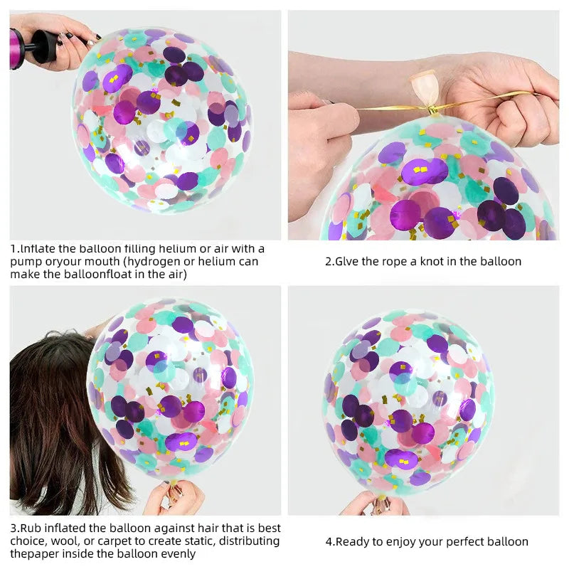 Mermaid Theme Latex Confetti Balloons Party Decoration Globos Girl