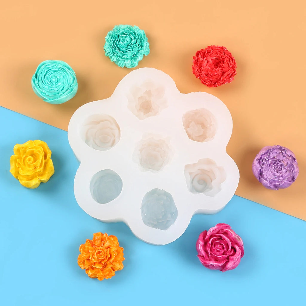 7-Cavity 9-Cavity Succulent Flower Candle Silicone Mold Rose Peony Soap Aroma Wax Plaster Making Chocolate Cake Decoration Mold Zpaxo