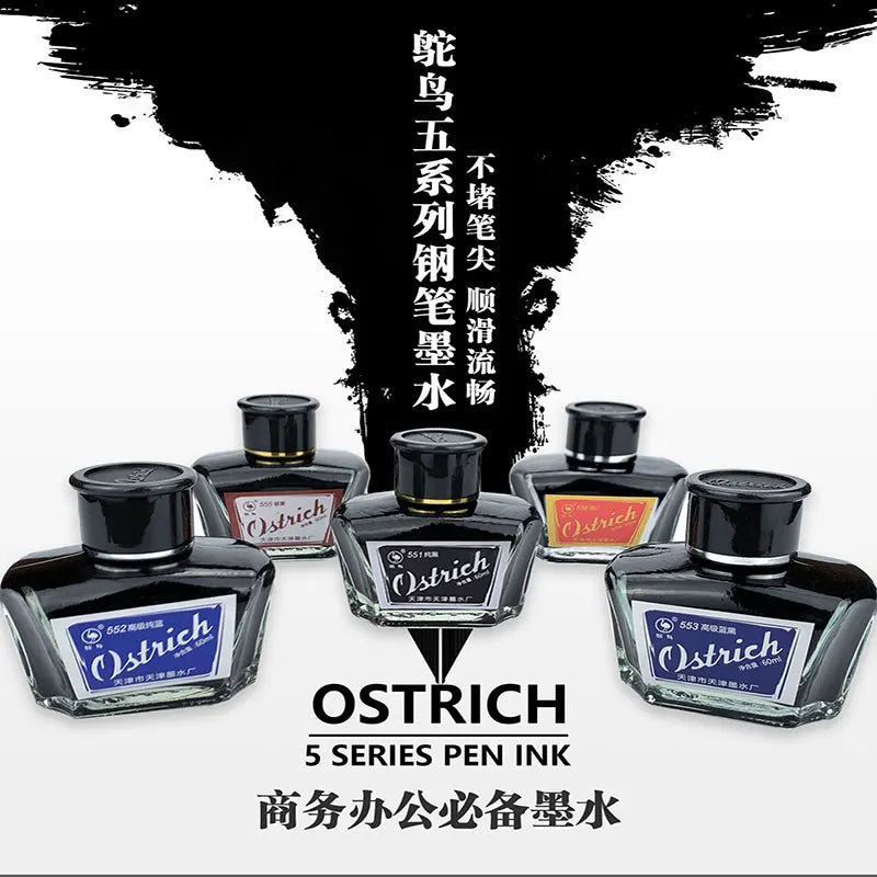 China Ostrich Pure Blue Black And Red Writing Word Than Carbon Black Ink 60ml Zpaxo