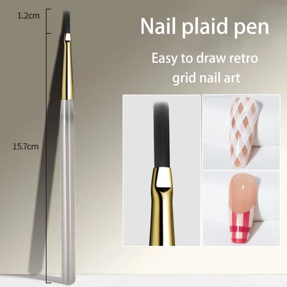 1 French Plaid Nail Art Brushes Line Grid Pattern Drawing Pen DIY UV Zpaxo 1Pc Plaid Pen