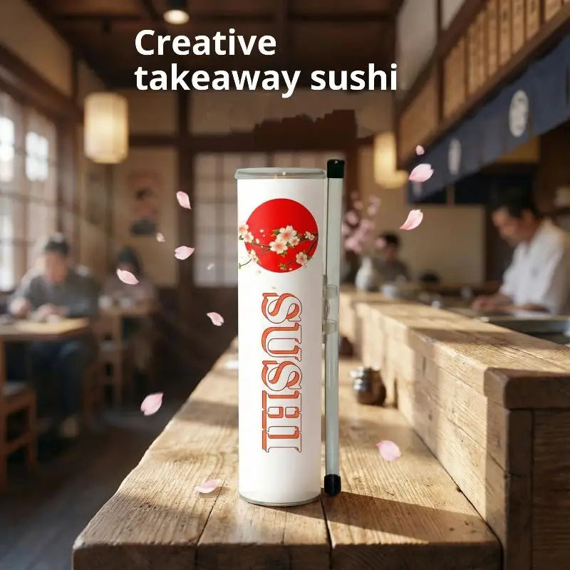 Round Sushi Push Box – Food Grade Paper Mold & Sauce Straw