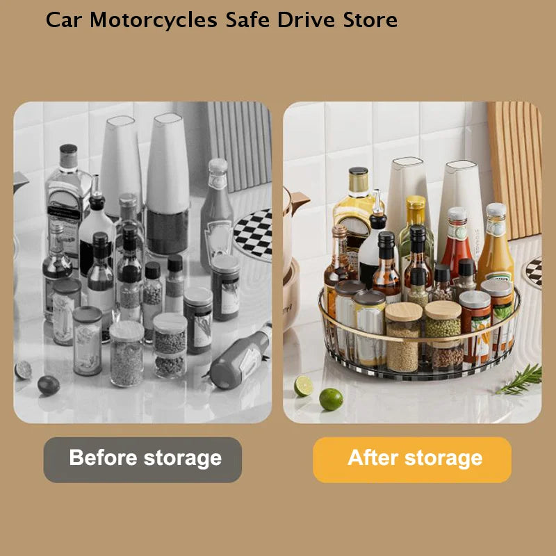 CM360 Rotating Seasoning Storage Rack Kitchen Spice Non-slip Cabinet