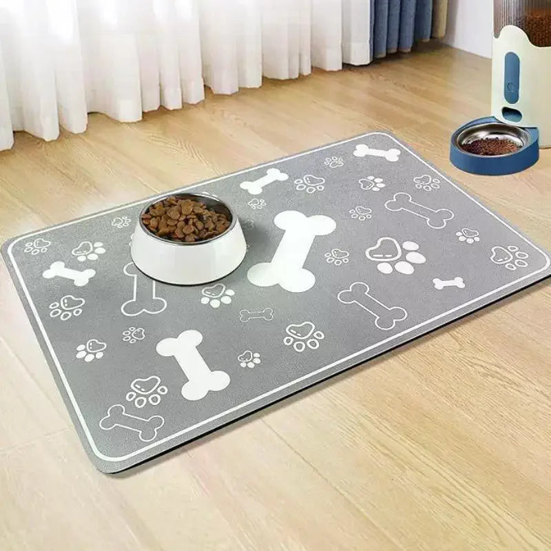 Non-Slip Home Pet Mat For Food And Water Bowl With Waterproof Quick-Dry Rubber Backing Diatomaceous Mud Absorbent Pet Placemat Zpaxo