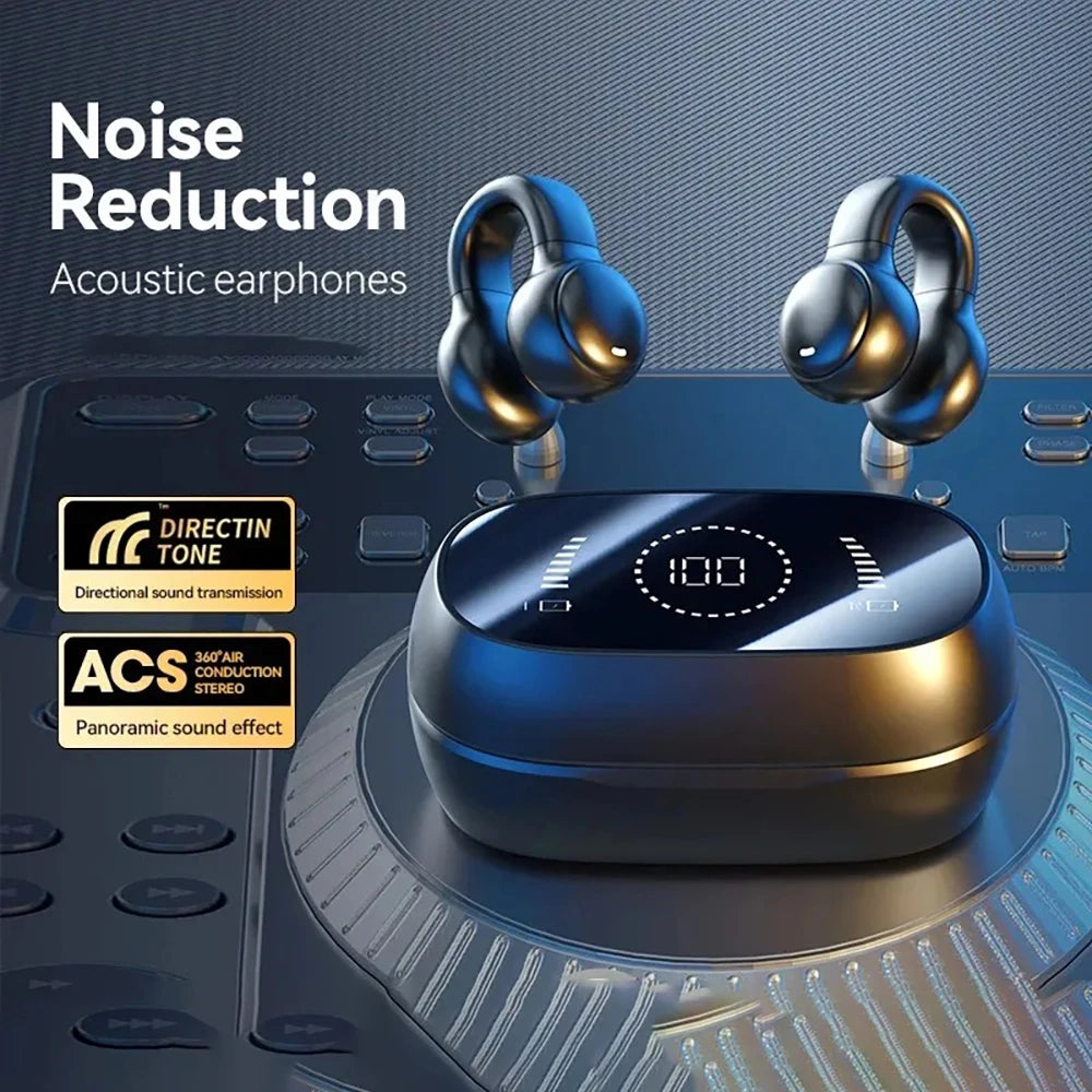 KEBIDUMEI Bluetooth 5 4 Headphones Mirror Digital Display Ear Clip