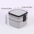 Double Layer Square Lunch Box Portable Bento Box Microwave Safe Food Storage Container for Office School Picnic Zpaxo Grey