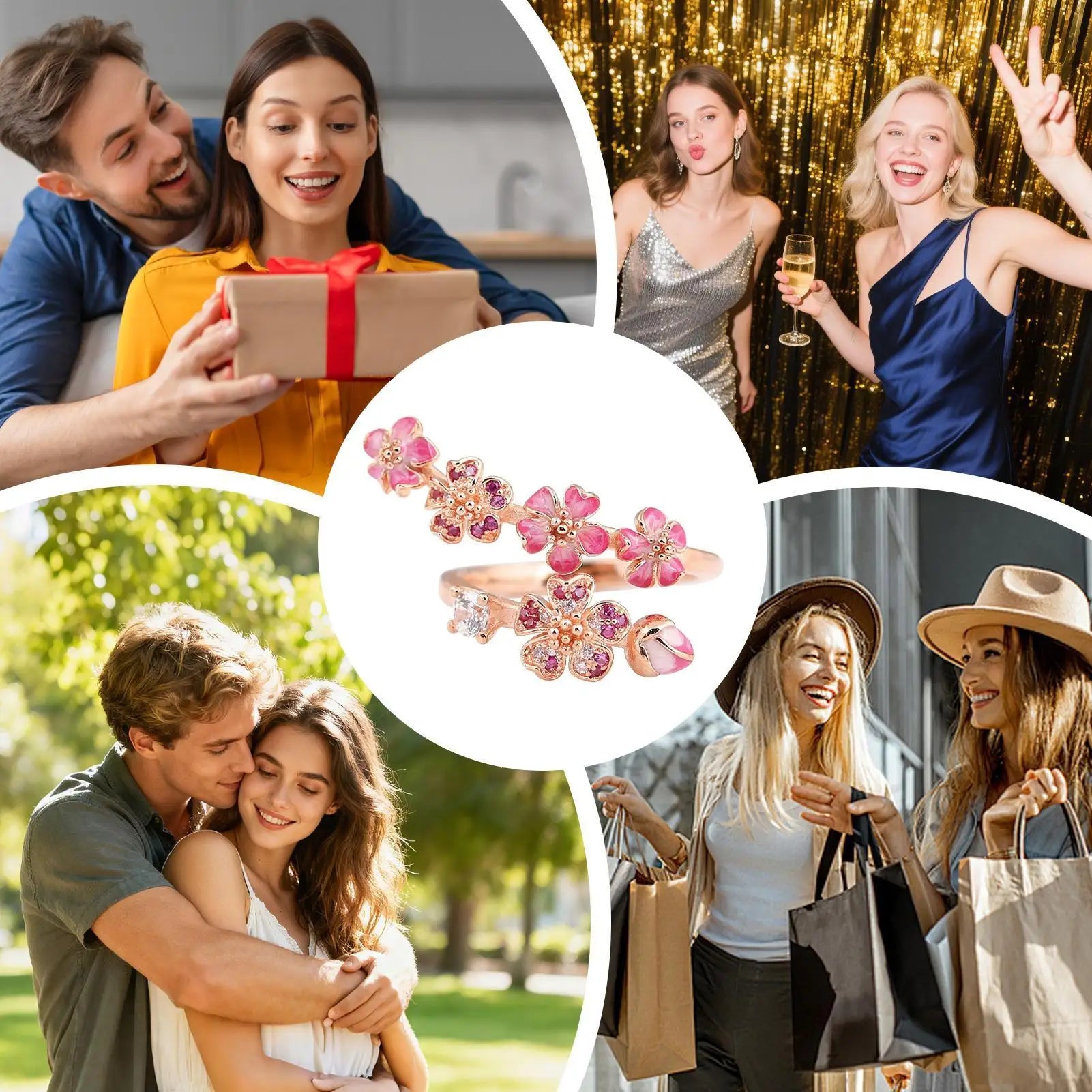 Open Rings for Women Metal Adjustable Open Flower Women Floral Jewelry for Daily Wear Party Prom Dating Engagement Zpaxo