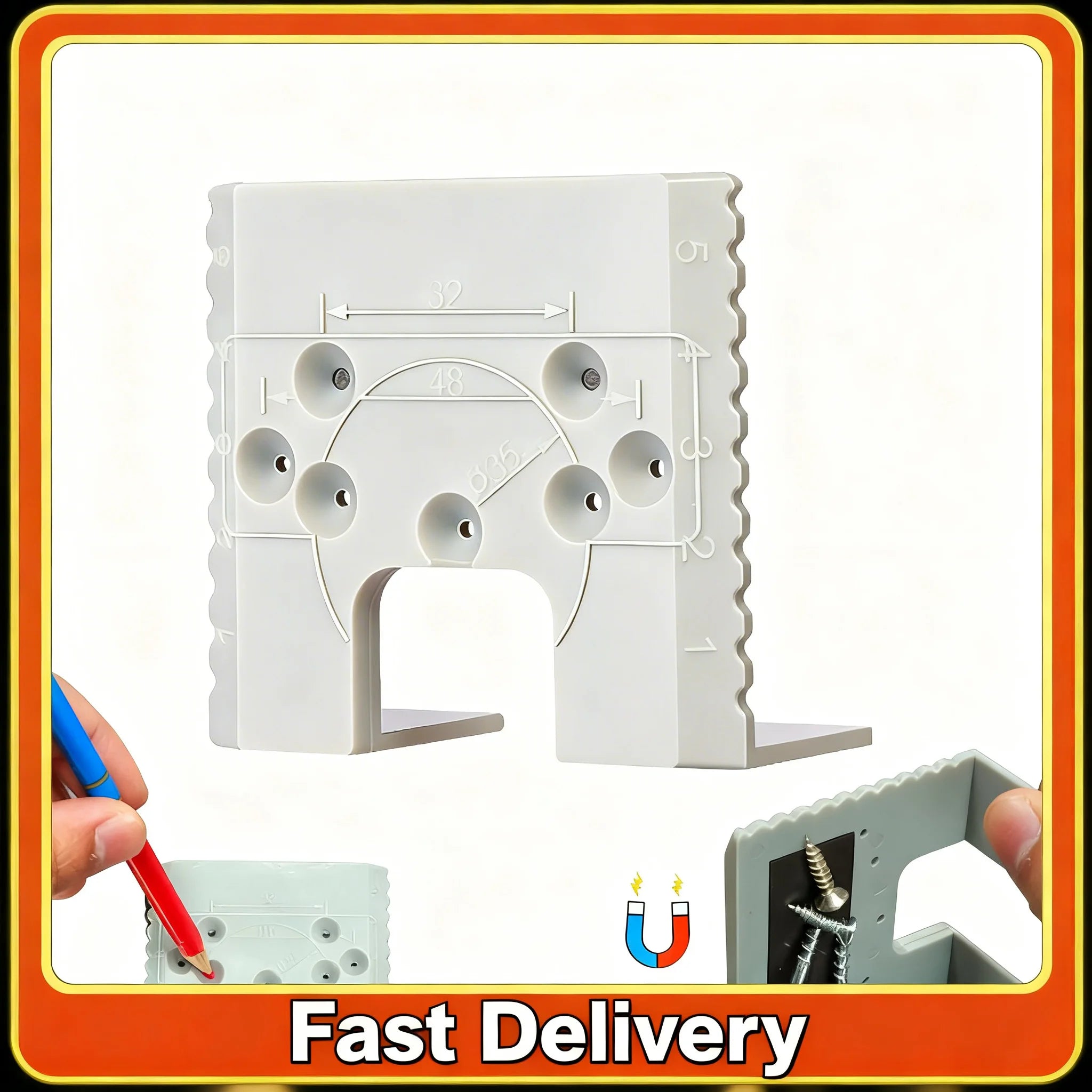 KITPIPI 35mm Door Hinge Jig | Magnetic Drill Guide for Cabinets Hinge Installation Jig Zpaxo