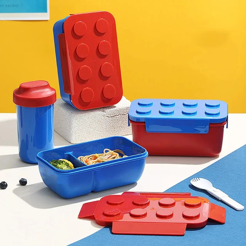 Creative Building Blocks Sealed Lunch Box Kids Student Bento Portable