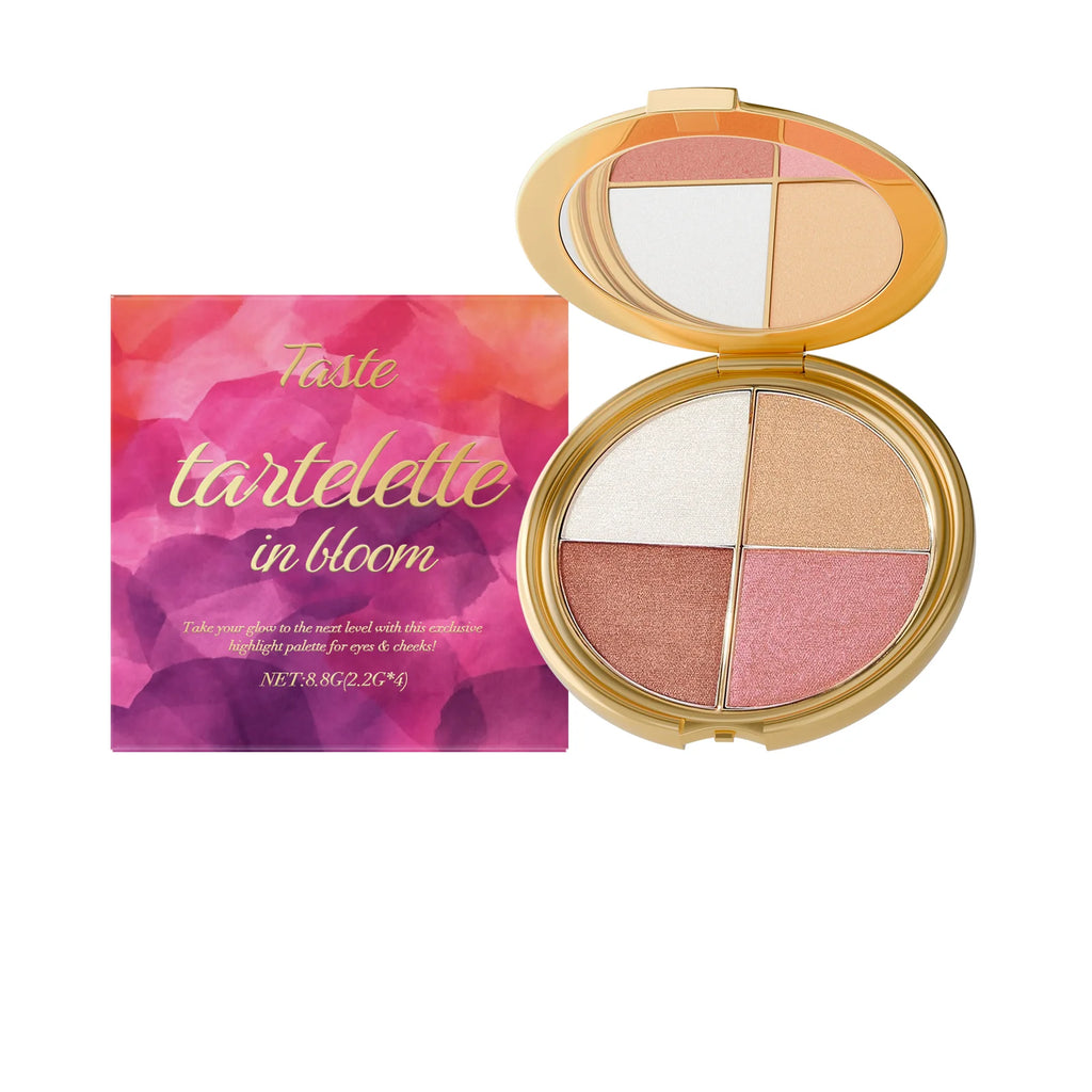 4-Color Highlight Powder Blush & Eye Shadow Palette | Natural Glow Eye Shadow Palette Zpaxo 8.8g Boxed