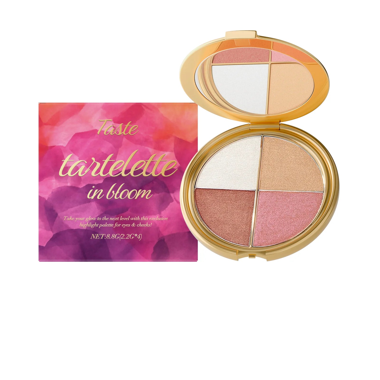 4-Color Highlight Powder Blush & Eye Shadow Palette | Natural Glow Eye Shadow Palette Zpaxo 8.8g Boxed