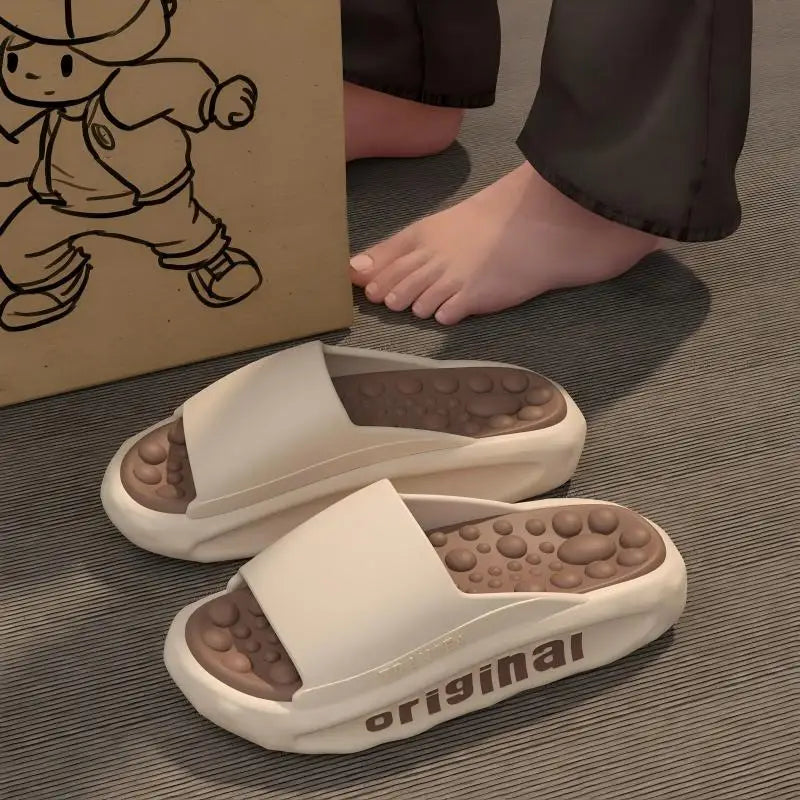 Fashion Men Slippers Non-slip Sandals Thick Soft Platform House Shoes