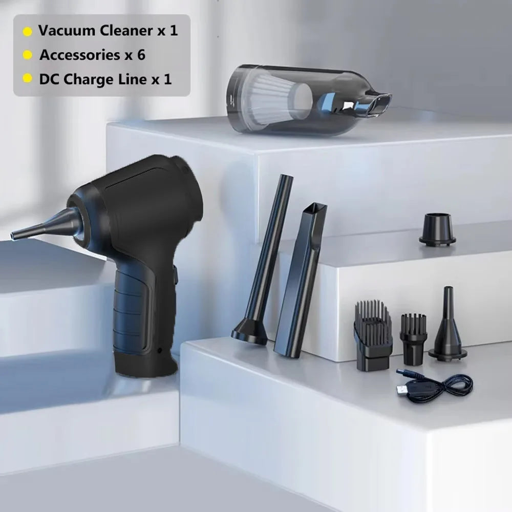 Car Wireless Vacuum Cleaner Strong Suction Handheld Wet Dry Auto Vacuum Home & Car Dual Use Mini Vacuum Cleaner Home Appliance Zpaxo Black