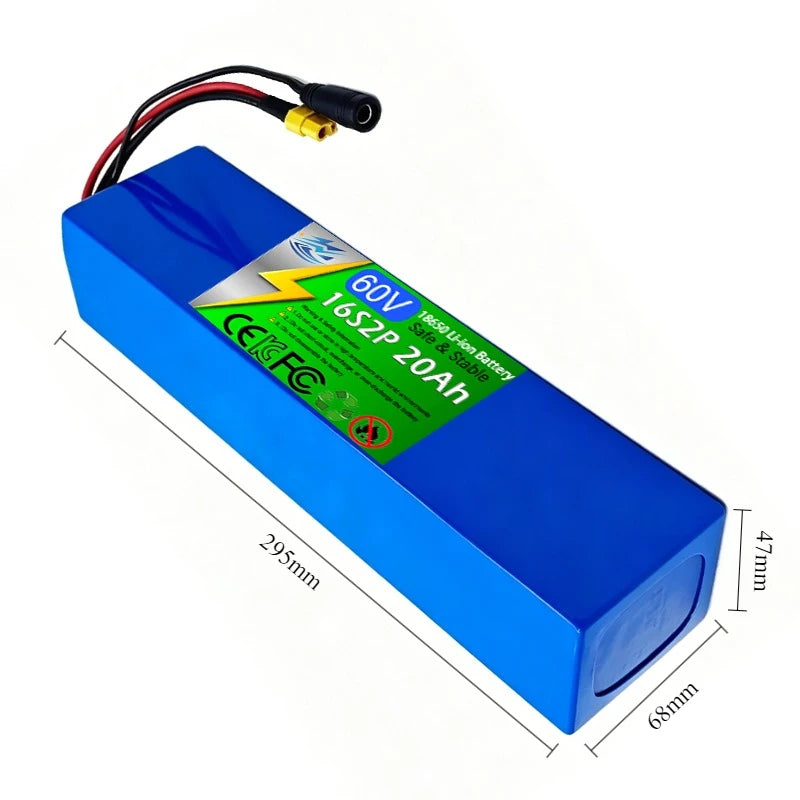 16S2P 60V 20AH 18650 Lithium Battery Pack with Large Capacity Suitable for Electric Scooters, Mountain Bikes, and BMS Batteries Zpaxo