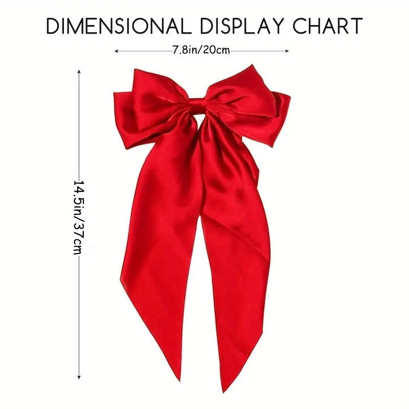 Elegant Bow Ribbon Hair Clip Women Fashion Solid Satin Trendy Bowknot