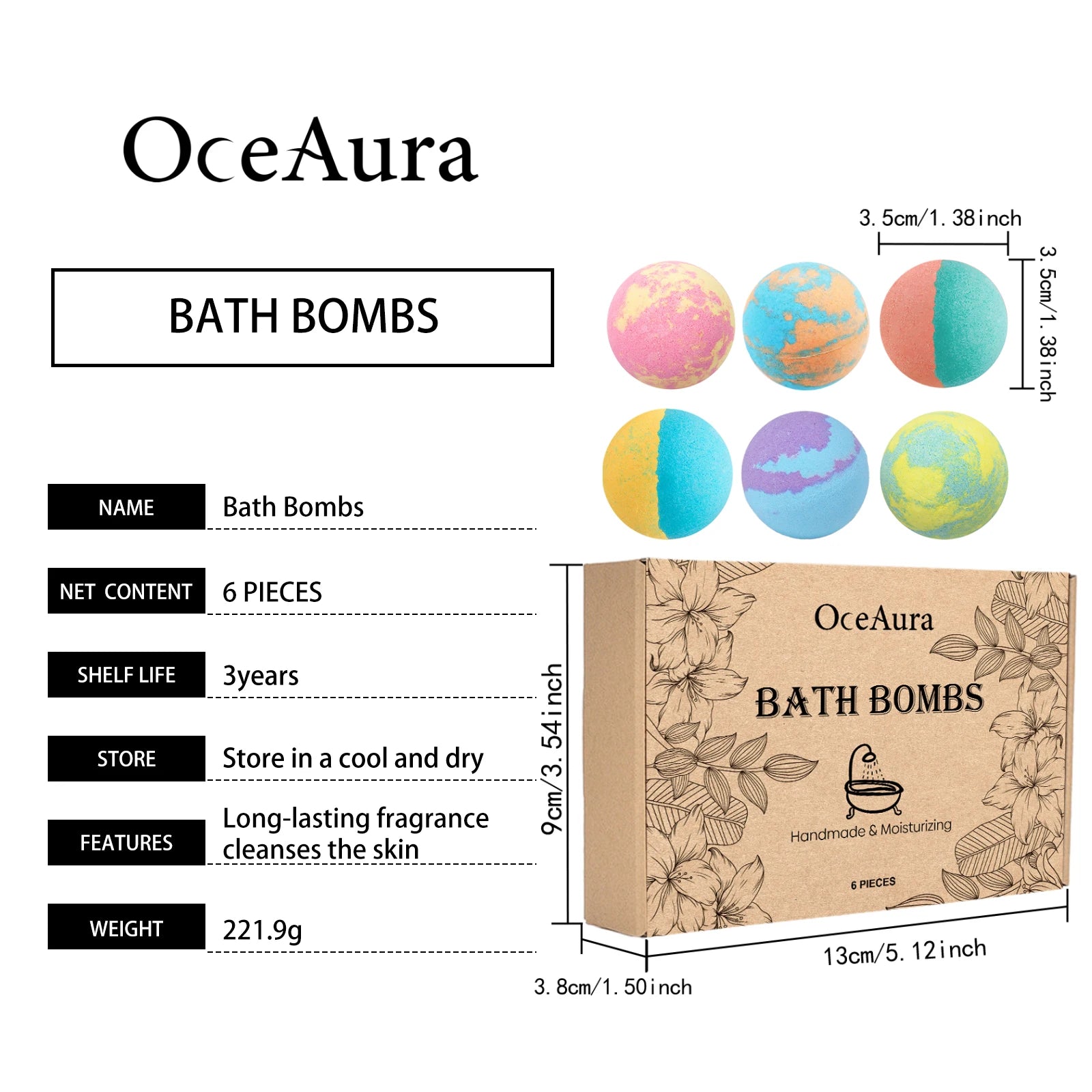 Floral Bath Bomb Set - Gentle Cleansing & Moisturizing, Long-Lasting Fragrance, Luxurious & Comfortable Bath Experience Zpaxo