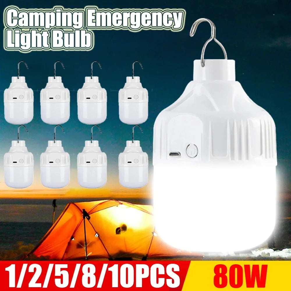 1-10PCS USB Rechargeable LED Camping Light Waterproof Portable High Power Outdoor Lantern for Hiking BBQ Emergency Hunting Zpaxo