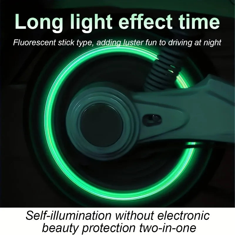 Car Luminous Tire Valve Stem Caps Absorb Light&glow Dark Green Cool