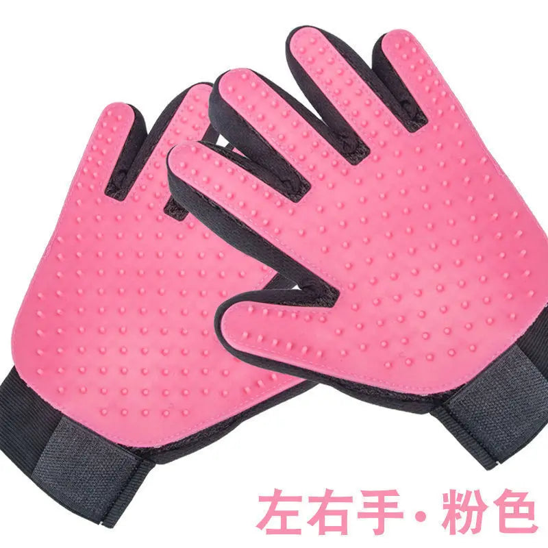 2-in-1 Pet Grooming Gloves Silicone Massage Hair Removal Dogs&cats