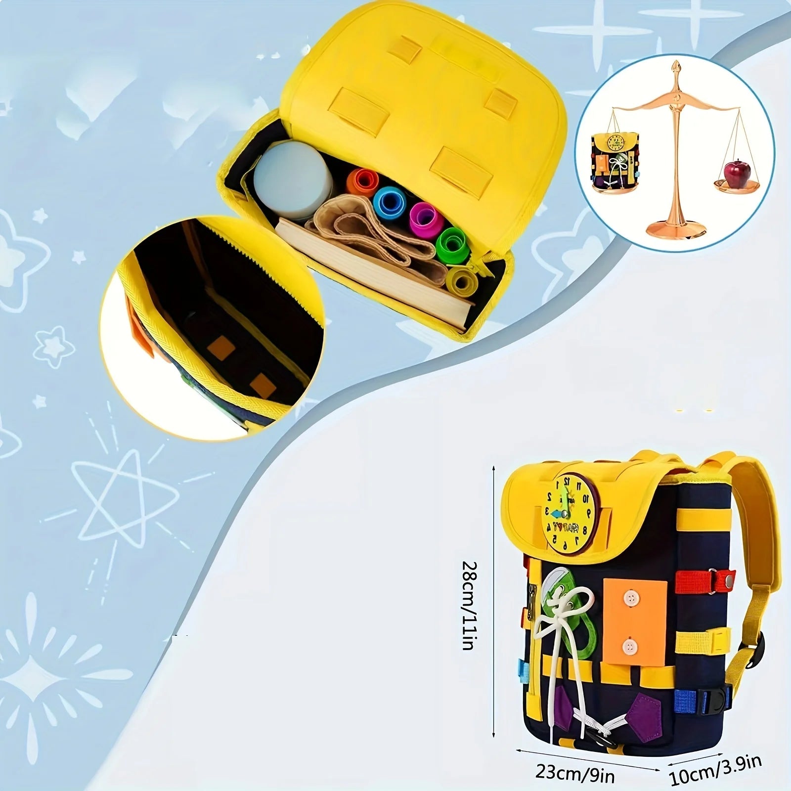 Develop Fine Motor Skills Basic Life Busy Board Toddler Backpack