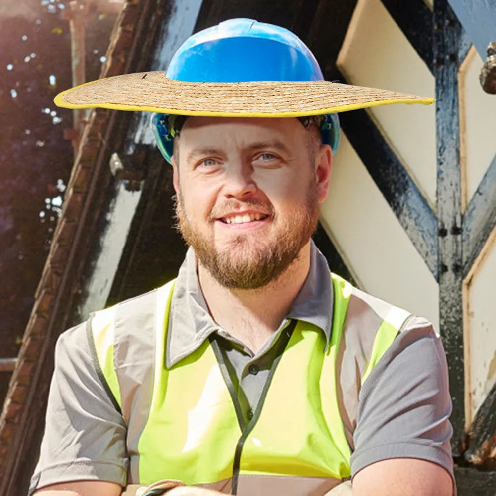 2Pcs Hard Hat Sun Shade Straw Visor Wide Brim Cover Neck Shade Construction Site Outdoor Accessories Hard Hat Visor Brim Zpaxo