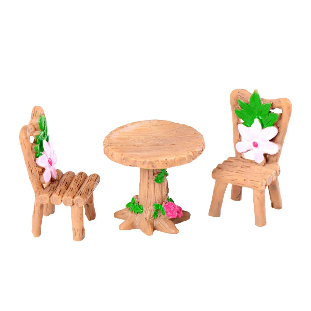 Moss Micro Landscape Succulent Plants Decoration Resin Table Chair