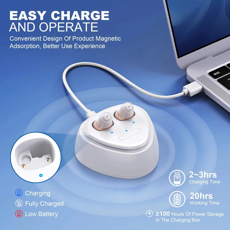 CIC Mini Rechargeable Hearing Aid Deaf Aids Elderly Deafness