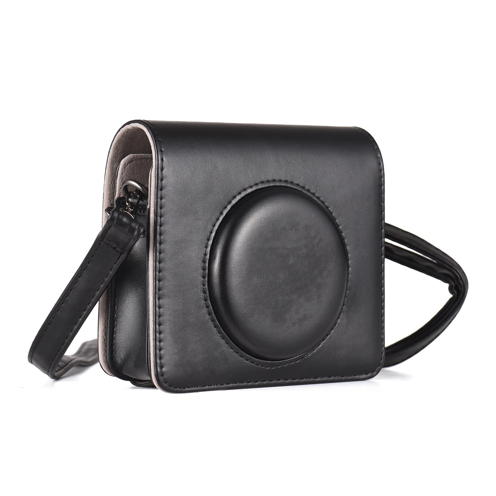 Portable Instant Camera Bag Case Retro PU Leather Carrying Zpaxo black