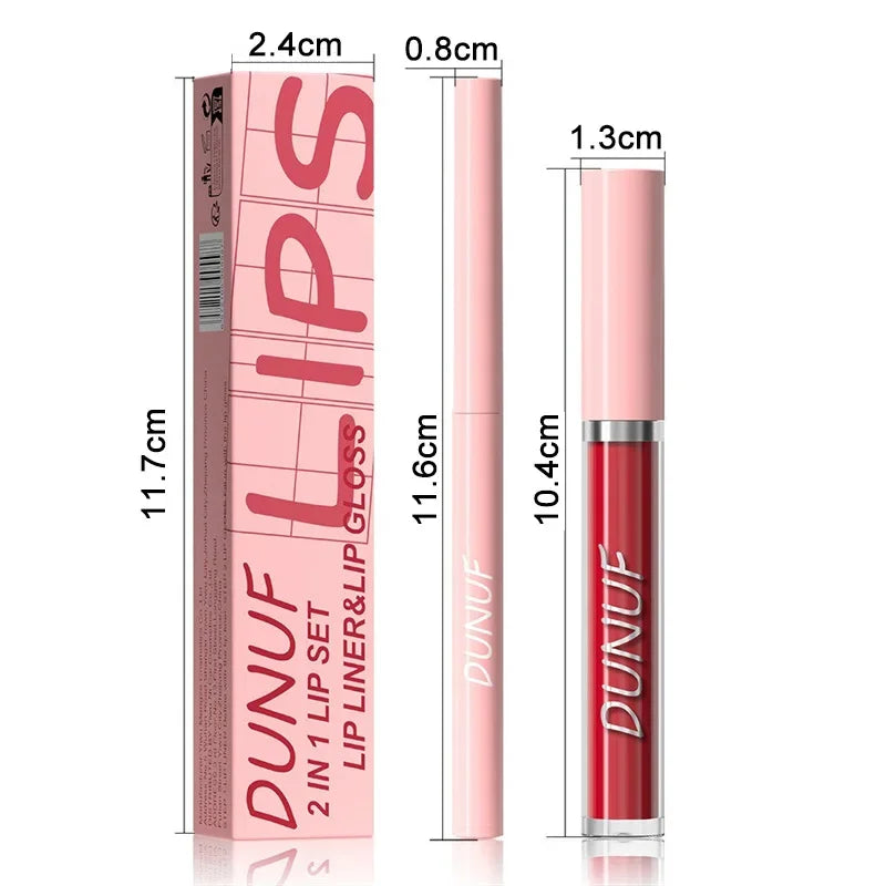 12 Color Matte Lip Liner Pencil Lip Gloss Set Waterproof Lipliner Pen Red Brown High Pigmented Lip Glaze Lips Cosmetics Makeup Zpaxo