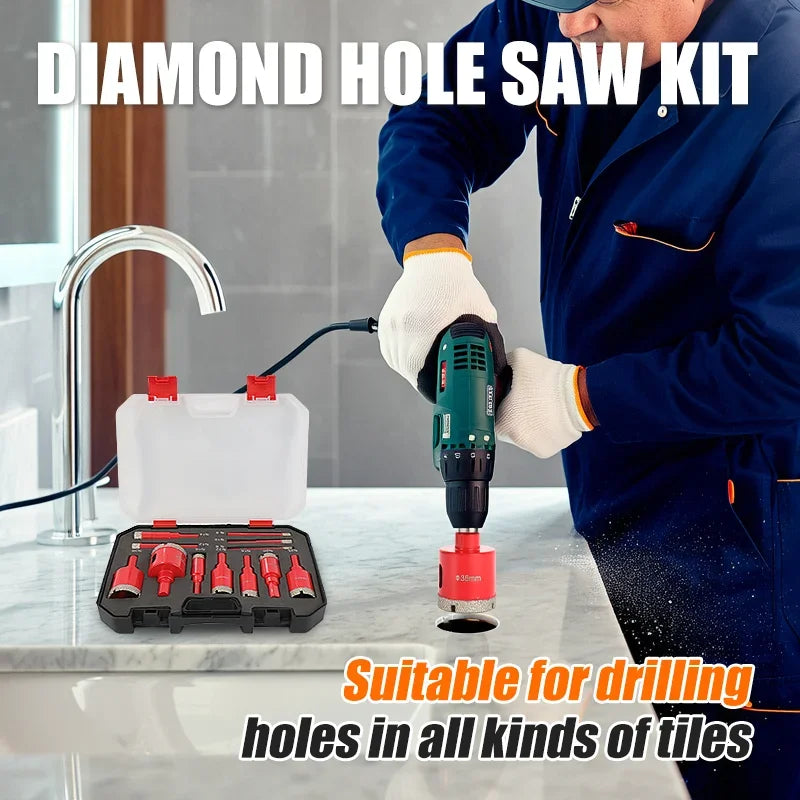 Diamond Coated Drill Bits 6- Hole Saw Glass Marble Granite Stone Tile