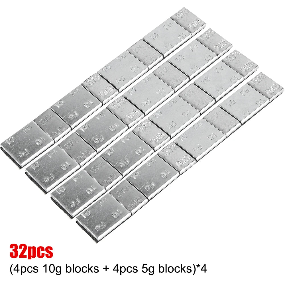 Universal 5g/10g 32Pcs/lot Tire Adhesive For Car Motorcycle Bike Auto Balancer Tool Wheel Balance Weight Tyre Wheel Block Iron Zpaxo Silver