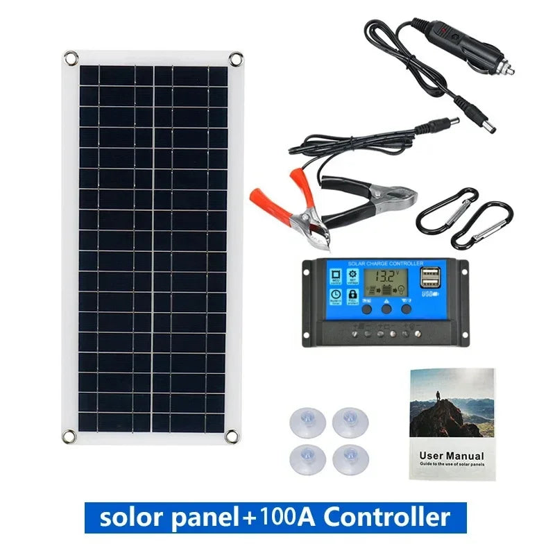 1000W Solar Panel 12V Cell 10A-100A Controller Plate Phone RV Car