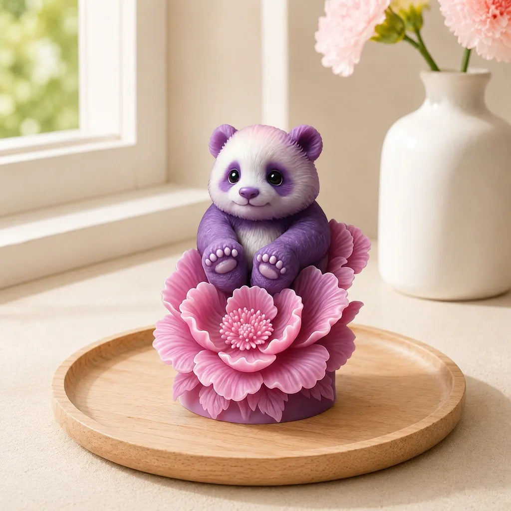 3D Peony Panda Silicone Candle Mold – Food Grade DIY Craft Silicone Candle Mold Zpaxo