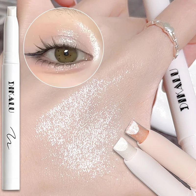 Shiny Pearlescent Eyeshadow Stick Waterproof Long-Lasting Glitter Eye Makeup Monochrome Brightening Highlight Lying Silkworm Pen Zpaxo