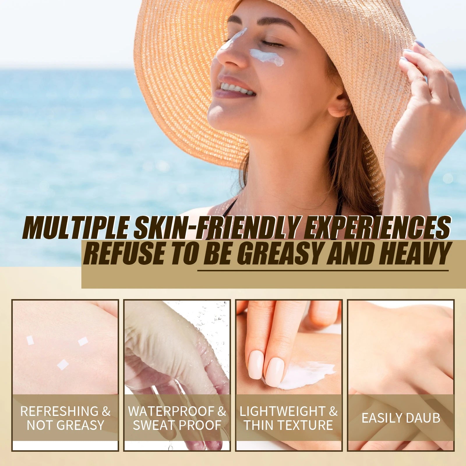 SPF 50 Face Sunscreen Non Greasy UV Protection Moisturizing Cream for Sensitive Skin Lightweight Travel Size 50ml Rice Probiotic Zpaxo