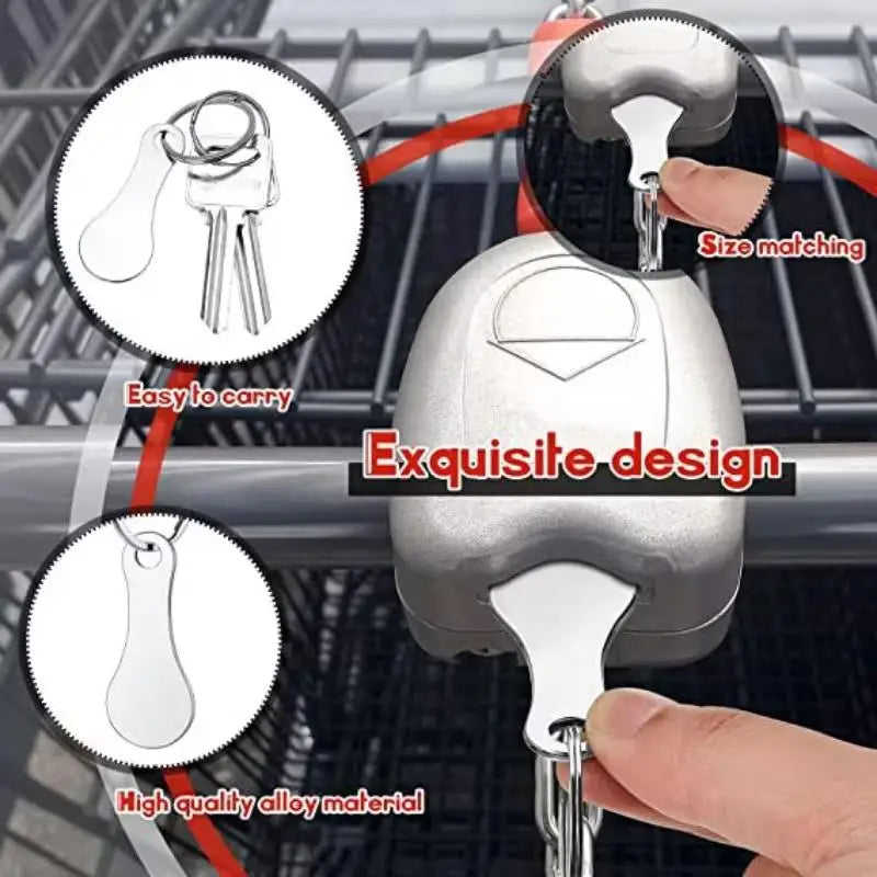 2/4pcs Stainless Steel Shopping Cart Token Key Ring – Reusable Trolley Token, Supermarket Holder Zpaxo
