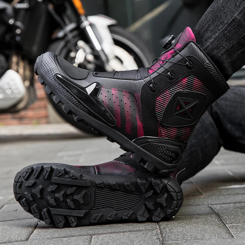 Lexsan Motorcycle Boots Men Leather Motos Breathable Anti Slip