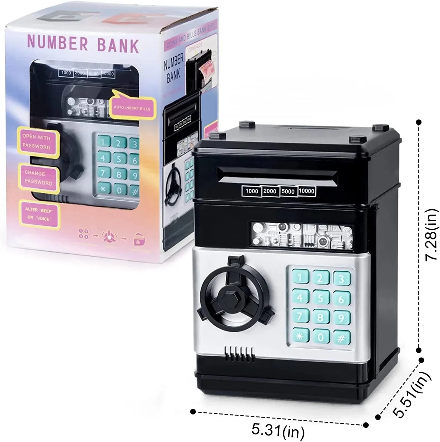 Electronic Piggy Bank ATM Password Money Box Cash Coins Saving Zpaxo
