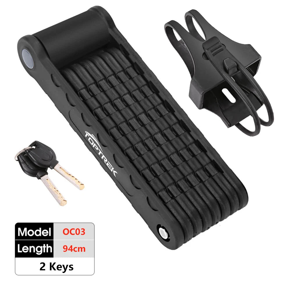 Toptrek Bicycle Lock Foldable Bike Lock MTB Road Fold Lock High Security Anti-Theft Scooter Electric E-Bike Bicycle Accessories Zpaxo OC03