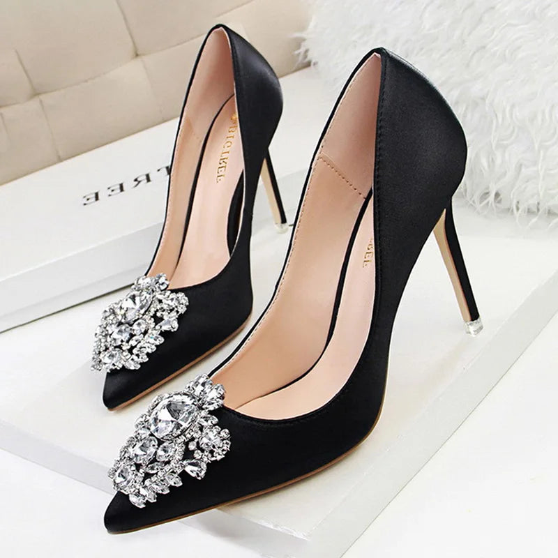CINESSD Silver Gray Black Women Bridal Wedding Shoes Faux Silk Satin Zpaxo