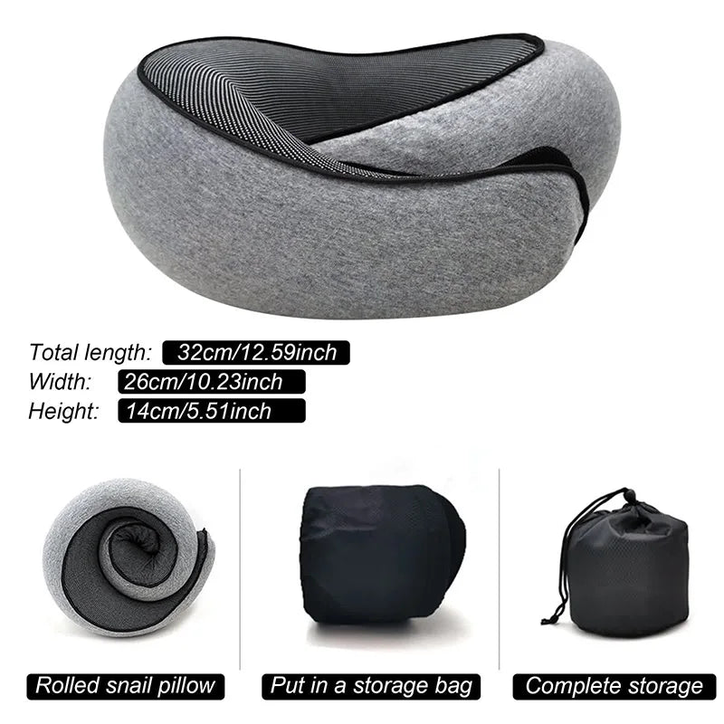 Travel Neck Pillow Memory Foam U-shaped Pillow Snail Style Travel Neck Support Portable Adjustable Soft Noon Break Sleep Pillows Zpaxo As shown