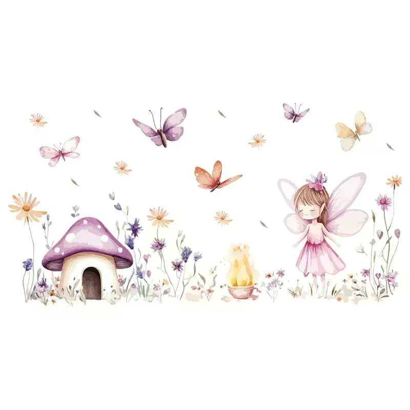 Cute Fairy Reading Wall Sticker For Baby Girls Nursary Room Kids Room Background Children's Room Wall Decals Zpaxo