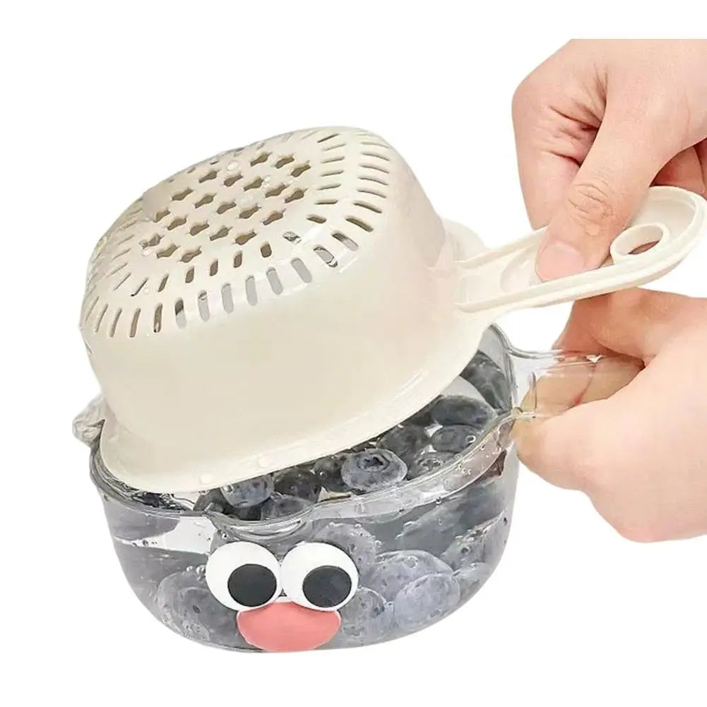 Fruit & Vegetable Wash Bowl with Colander Drain Basket Colander Drain Basket Zpaxo White