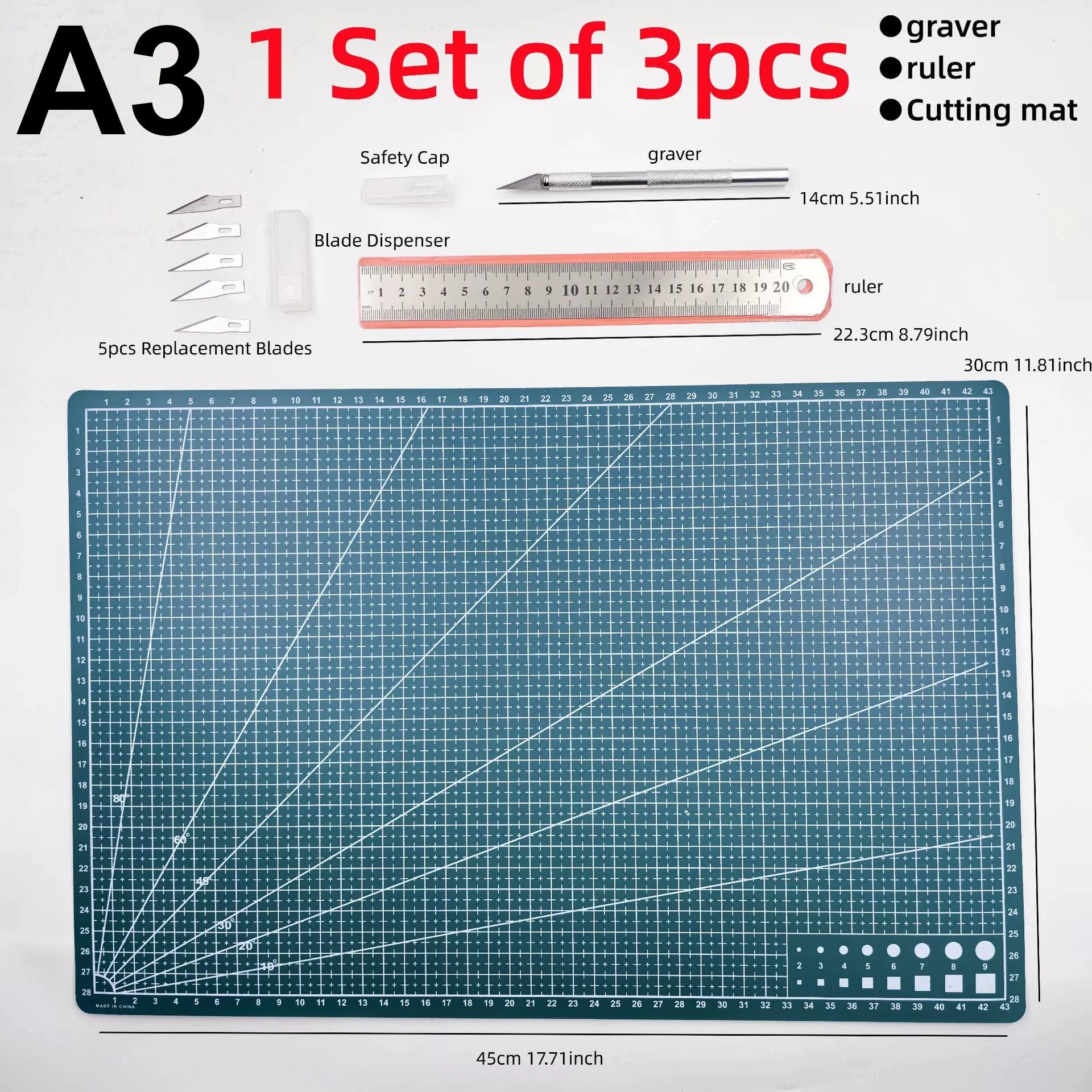 Durable A3 A4 A5 Multifunctional Cutting Mat Carving Knife Ruler DIY