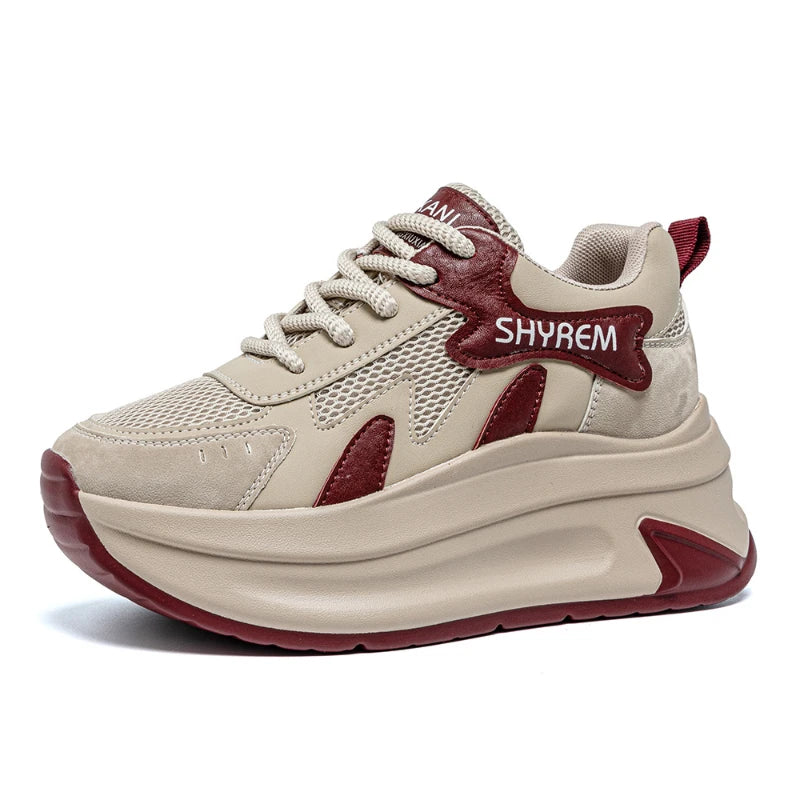 Womens White Mesh Sneakers Breathable Chunky Platform Height Zpaxo 2562 Red 37 China Mainland