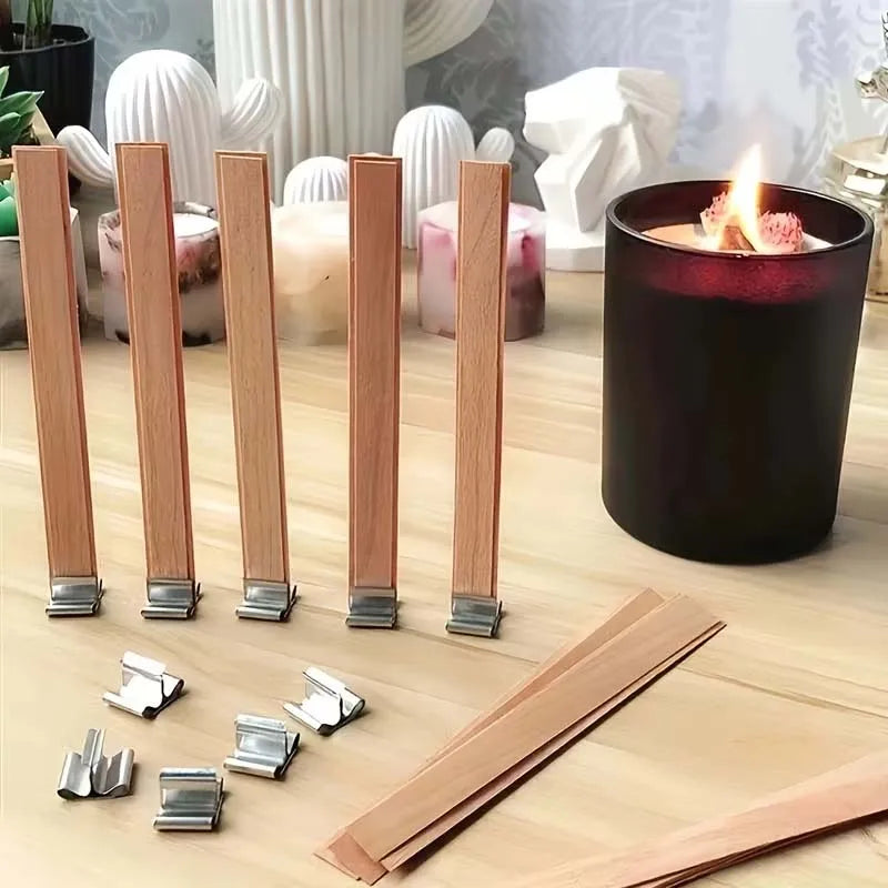 20-Pack Wooden Candle Wicks with Metal Base – DIY Candle Making Candle Making Wicks Zpaxo