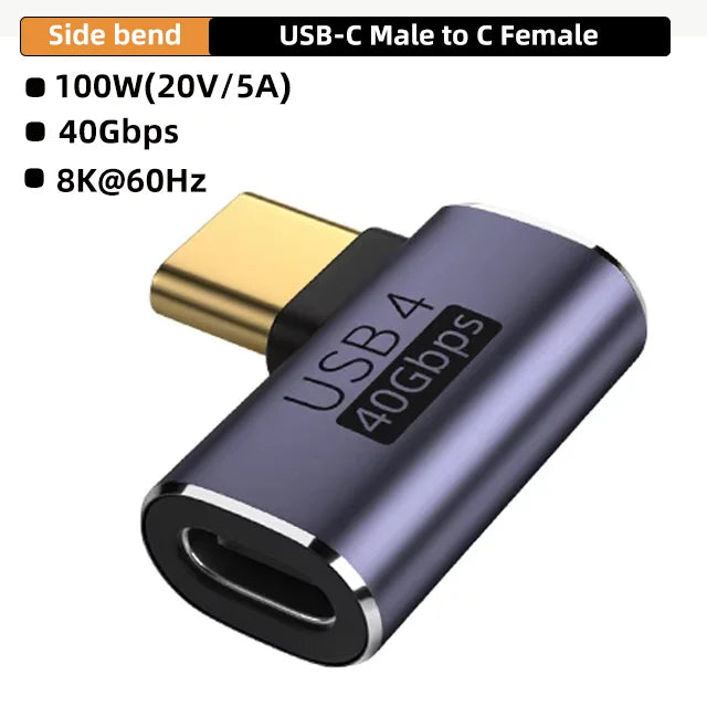 USB4 40Gbps 90° USB-C Adapter | 100W Fast Charge & 8K Video USB-C Adapter Zpaxo CM-CG CW