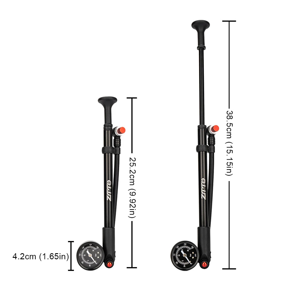 300PSI Bicycle Air Pump Gauge Bike Shock Absorber Schrader Valve Tire