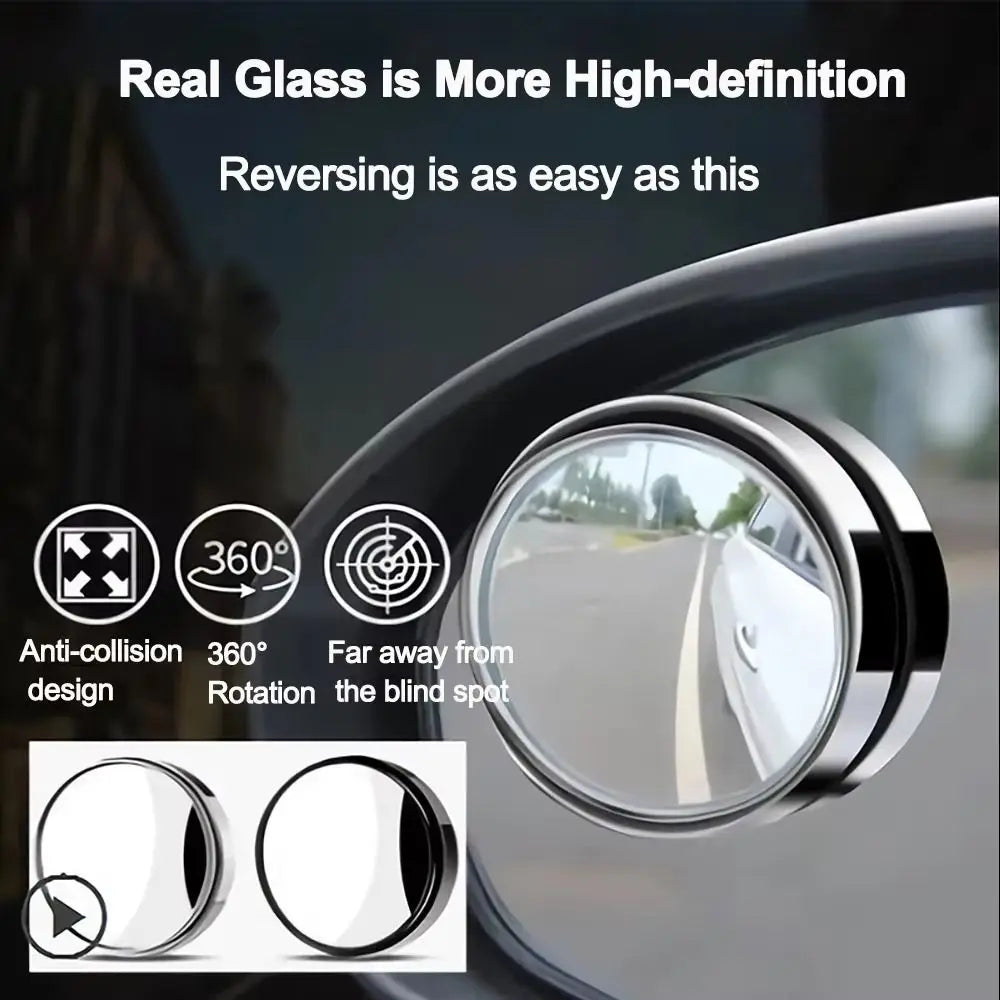 Round Frame Blind Spot Mirror 360 Degree Adjustable Convex Rearview Zpaxo