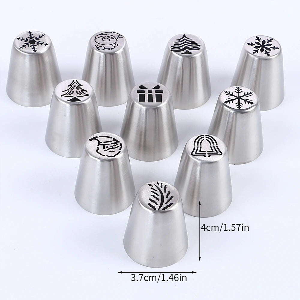 10Pcs Russian Piping Tips Set Christmas Cake Decorating Tools Nozzles Piping Icing Tips for Cake Cupcake Cream Muffins Zpaxo J230901