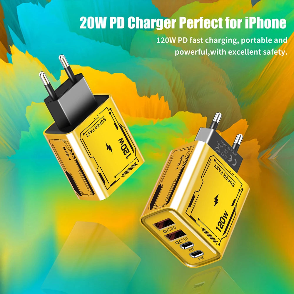 C USB Phone Chargers 4 Ports Fast Charging PD Charger Quick Charge 3